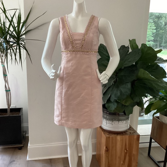 NEW LILLY PULITZER BLUSH PINK BEADS EMBELLISHED SPARKLY DRESS SZ 6 - Picture 8 of 16